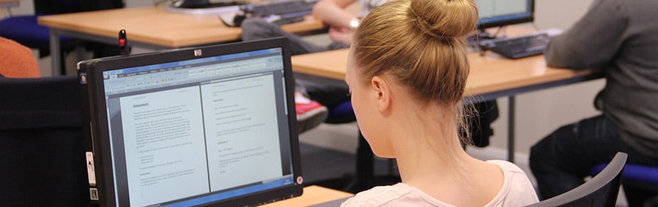 student on computer
